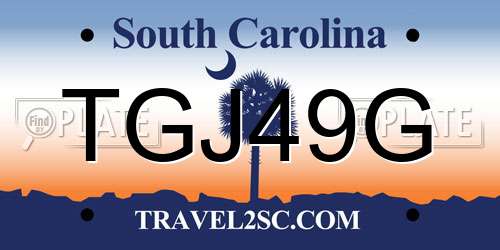 TGJ49G South Carolina License Plate