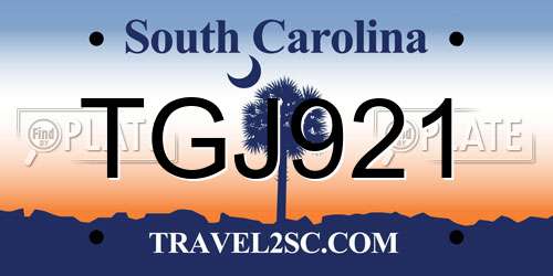 TGJ921 South Carolina License Plate