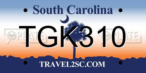 TGK310 South Carolina License Plate