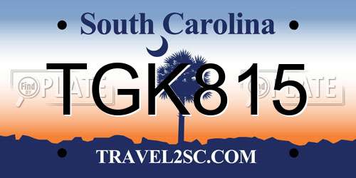 TGK815 South Carolina License Plate