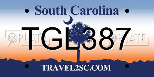 TGL387 South Carolina License Plate
