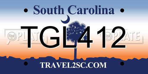 TGL412 South Carolina License Plate