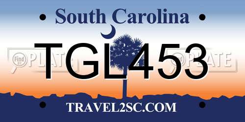 TGL453 South Carolina License Plate