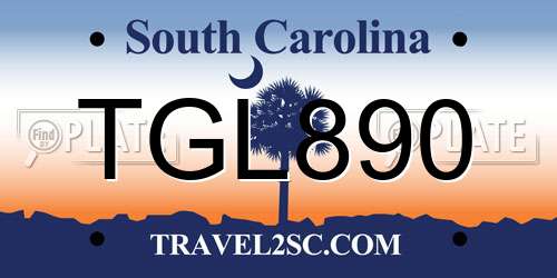 TGL890 South Carolina License Plate