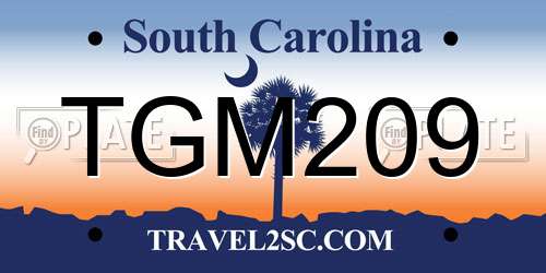 TGM209 South Carolina License Plate