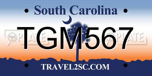 TGM567 South Carolina License Plate