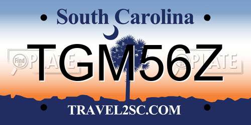TGM56Z South Carolina License Plate