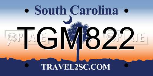 TGM822 South Carolina License Plate