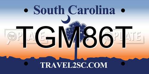 TGM86T South Carolina License Plate
