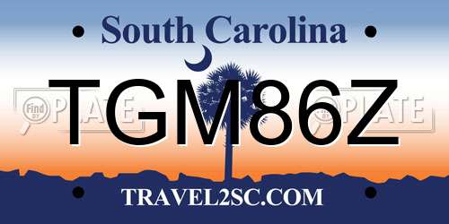 TGM86Z South Carolina License Plate