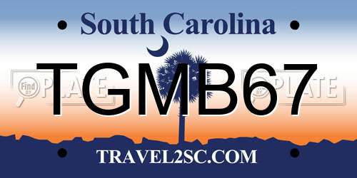 TGMB67 South Carolina License Plate