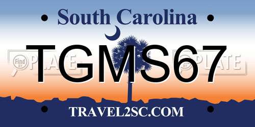TGMS67 South Carolina License Plate