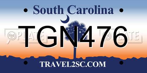 TGN476 South Carolina License Plate
