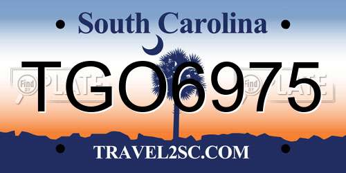 TGO6975 South Carolina License Plate