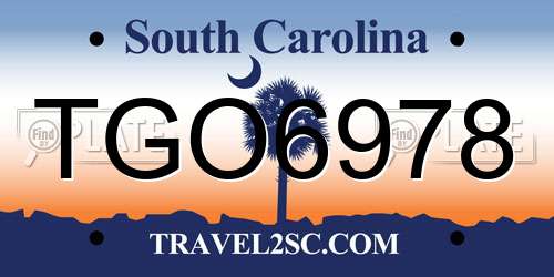 TGO6978 South Carolina License Plate