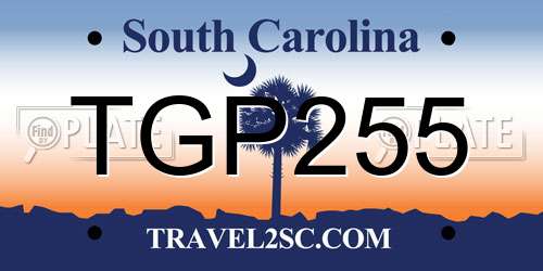 TGP255 South Carolina License Plate