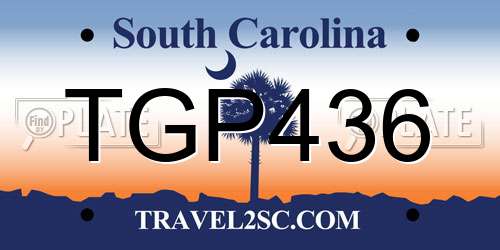 TGP436 South Carolina License Plate