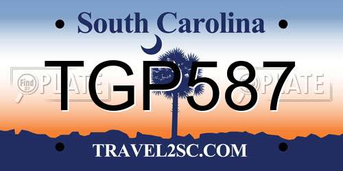 TGP587 South Carolina License Plate