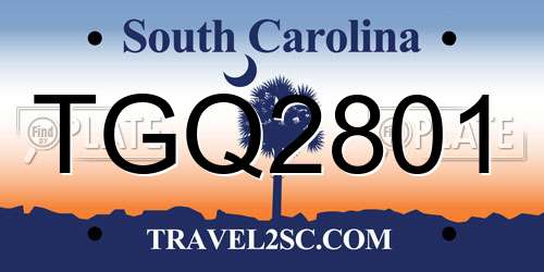 TGQ2801 South Carolina License Plate