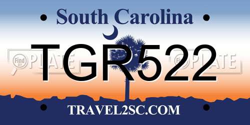 TGR522 South Carolina License Plate