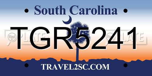 TGR5241 South Carolina License Plate