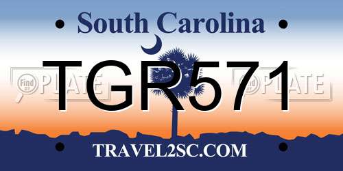 TGR571 South Carolina License Plate