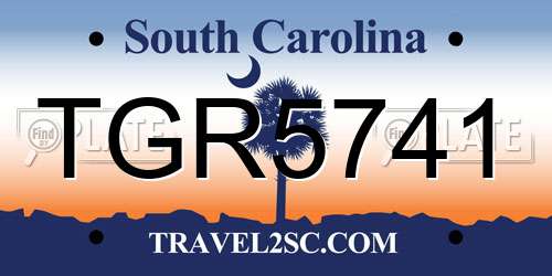 TGR5741 South Carolina License Plate