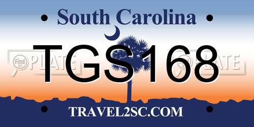 TGS168 South Carolina License Plate
