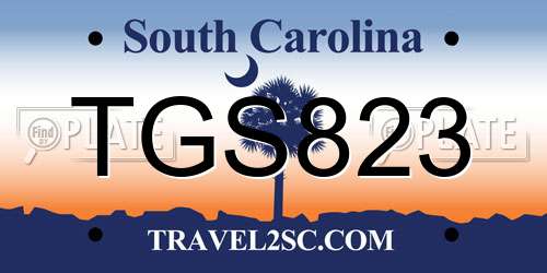 TGS823 South Carolina License Plate