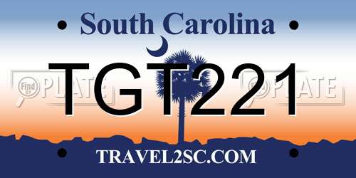 TGT221 South Carolina License Plate