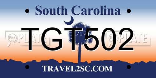 TGT502 South Carolina License Plate