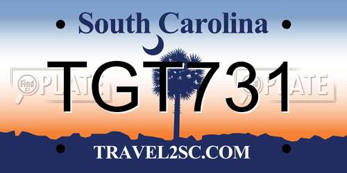 TGT731 South Carolina License Plate