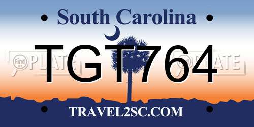 TGT764 South Carolina License Plate