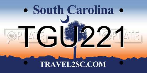TGU221 South Carolina License Plate