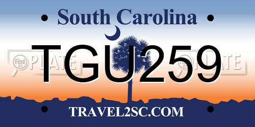 TGU259 South Carolina License Plate