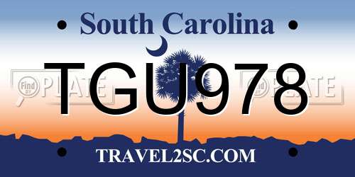 TGU978 South Carolina License Plate