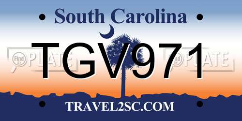 TGV971 South Carolina License Plate