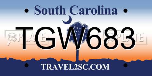 TGW683 South Carolina License Plate