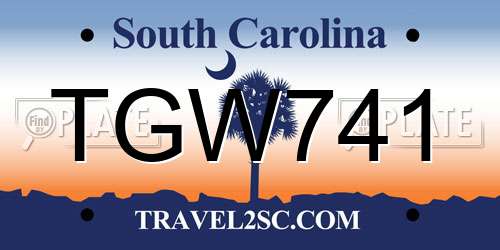 TGW741 South Carolina License Plate
