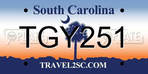 TGY251 South Carolina License Plate