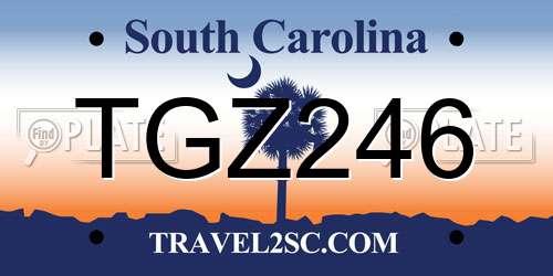 TGZ246 South Carolina License Plate