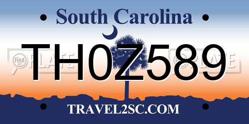 TH0Z589 South Carolina License Plate