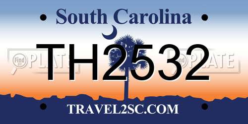 TH2532 South Carolina License Plate