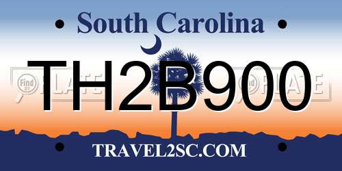 TH2B900 South Carolina License Plate