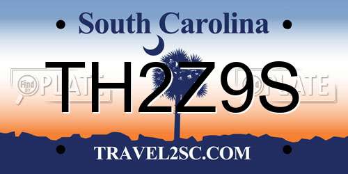 TH2Z9S South Carolina License Plate