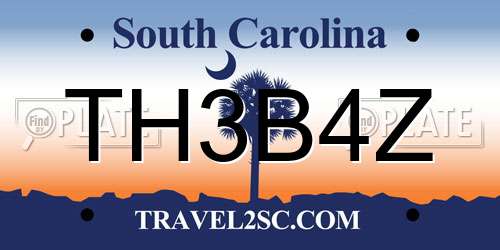 TH3B4Z South Carolina License Plate