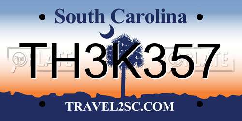 TH3K357 South Carolina License Plate