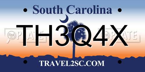 TH3Q4X South Carolina License Plate