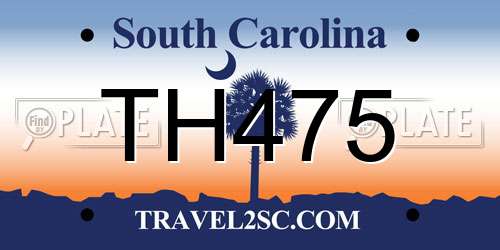 TH475 South Carolina License Plate