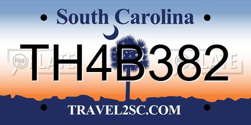 TH4B382 South Carolina License Plate